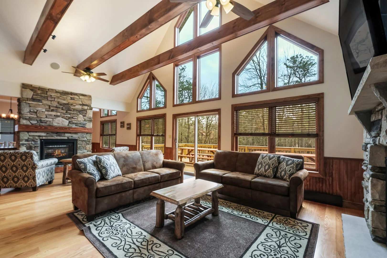 The interior of one of our fall Poconos homes for rent.