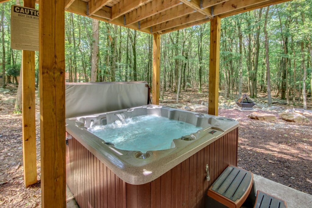 A hot tub in one of our Pocono vacation rentals