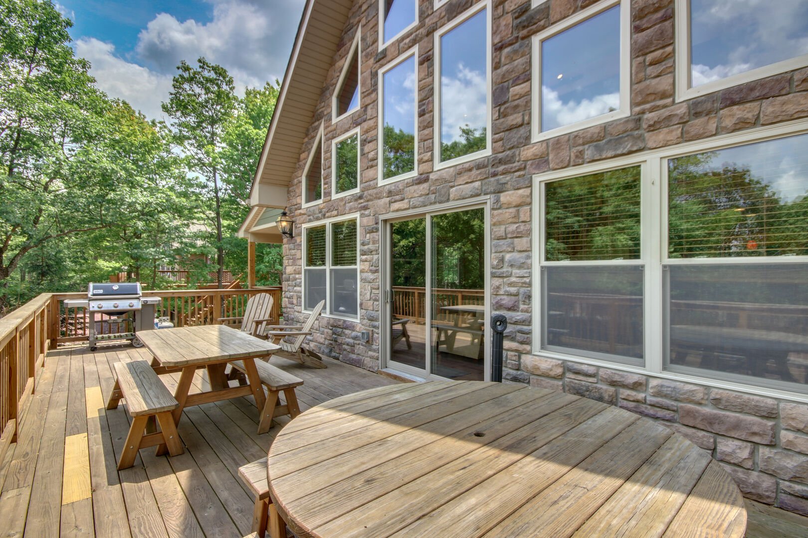 Deck with tables and grill