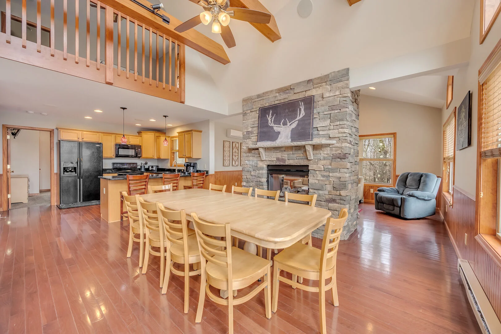 living room with wood table