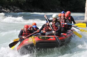 White water rafting is a common activity during outdoor wellness in the Poconos.  